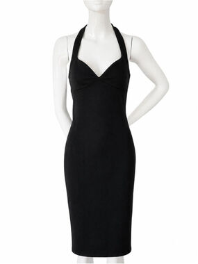 Dolce & Gabbana Black Halter Midi Dress IT40 Bodycon Open Back Made in Italy